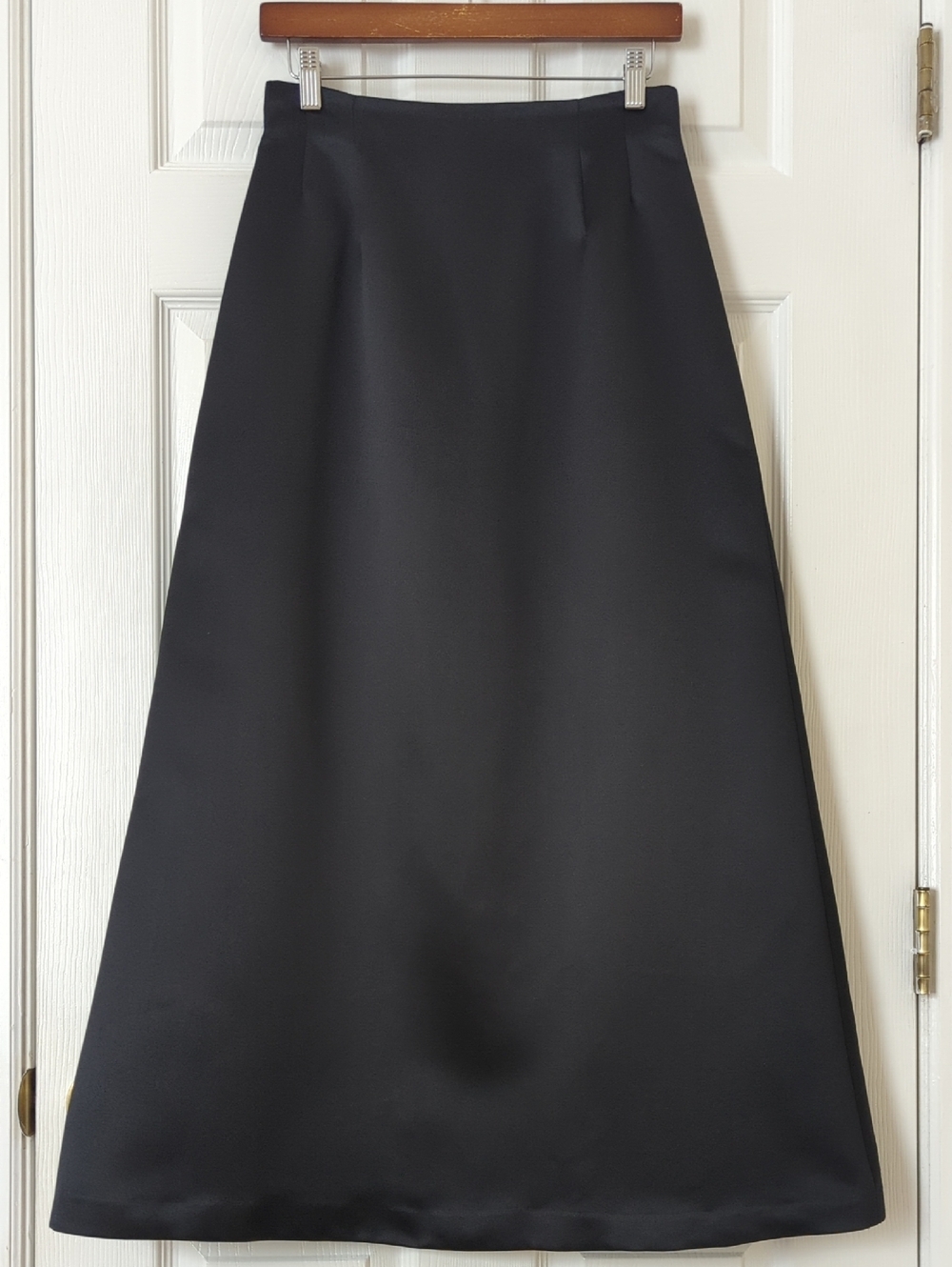 Jones New York Evening 90s Vintage Satin High Waisted A-Line Maxi Skirt Black 6
